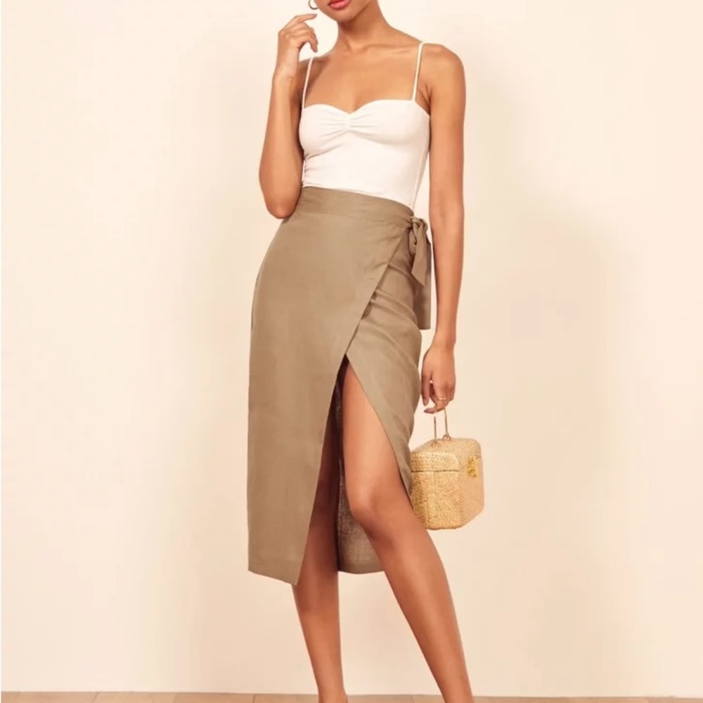 Reformation Florence Skirt Khaki M